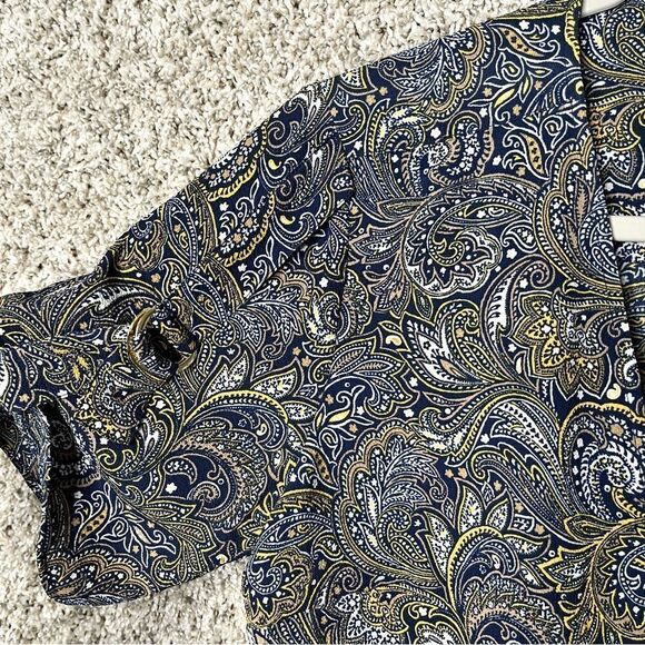 MICHAEL Michael Kors Floral Paisley Print Full Zip Up Short Sleeve Top Small NWT - Picture 2 of 8